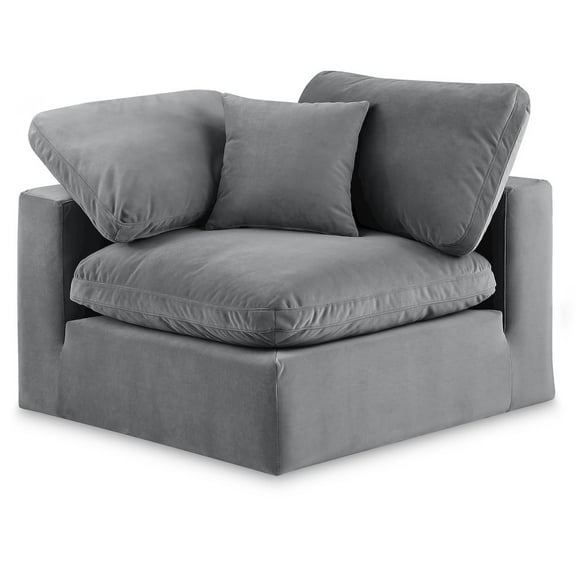 Meridian Furniture Comfy Grey Velvet Corner Chair