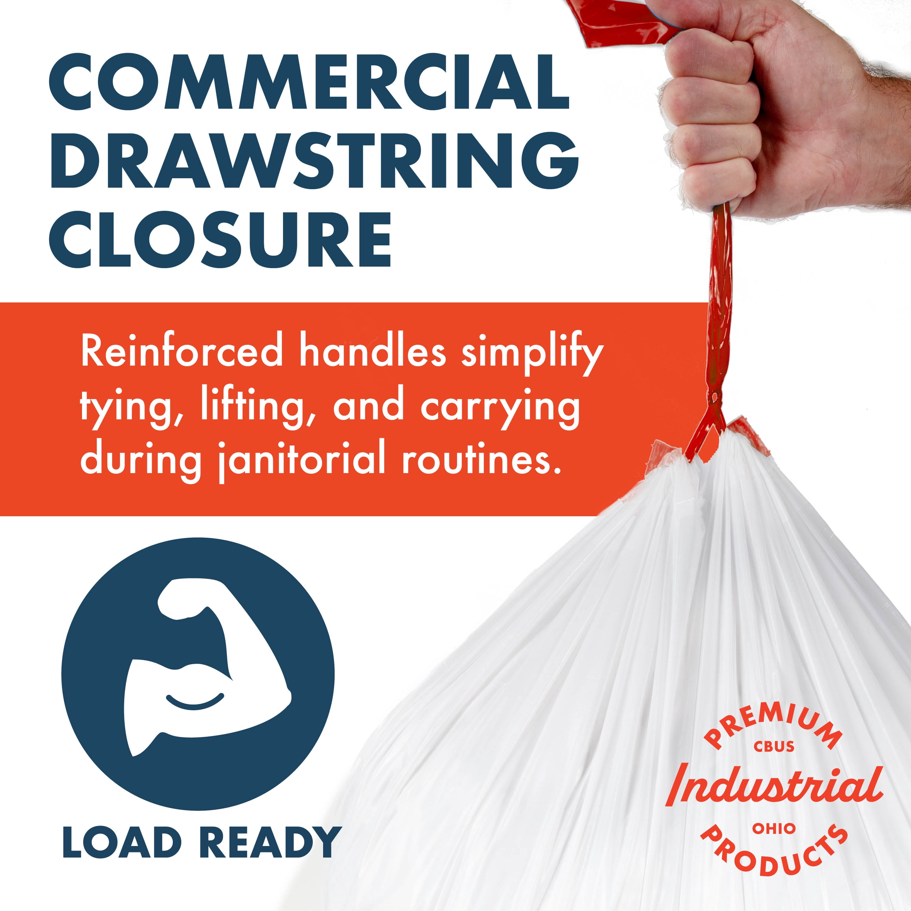 Made Here Co. Leakproof 13-Gallon Drawstring Office Household Wastebasket Liners, 200 Bags