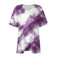 thumbnail image 4 of Royisotas Casual Tops for Women Summer Short Sleeve Purple Women's T-Shirts V-Neck Tie Dye Shirts, 4 of 5
