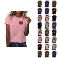 thumbnail image 1 of T-shirts de la Saint-Valentin pour Femmes 2026 Mode Manches Courtes Col Rond Cœur Graphique, 1 of 4