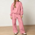 thumbnail image 5 of Women 2 Piece Outfits Long Sleeve Cute Hoodie Pants Bow Print School Travel Casual Fall Matching Lounge Set Pink 2XL, 5 of 6