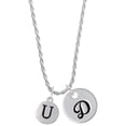 thumbnail image 1 of Delight Jewelry Silvertone Capital Letter - U - Pebble Disc - Silvertone Script Initial Disc - D - Charm Necklace, 20"+3", 1 of 4