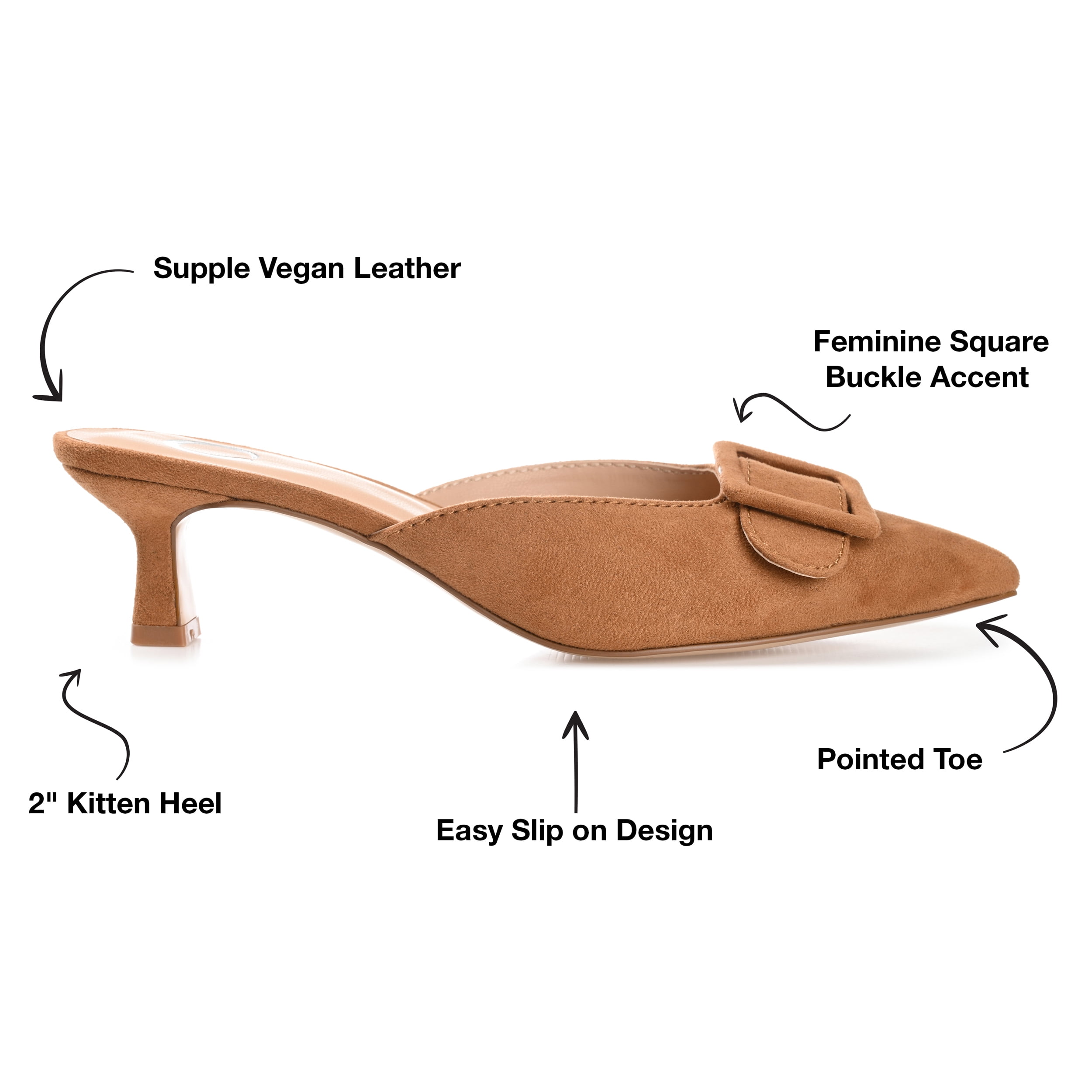 Journee Womens Vianna Kitten Heel Mules Pointed Toe Pumps, Widths Available