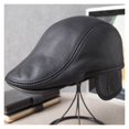 Autumn Winter Men's Beret Genuine Leather Hat Fashion Cowhide Warm