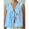 thumbnail image 2 of Gupgi Summer Women's Plaid Print Tank Tops Double Front Tie Closure V-Neck Sleeveless Gingham Vest, 2 of 6