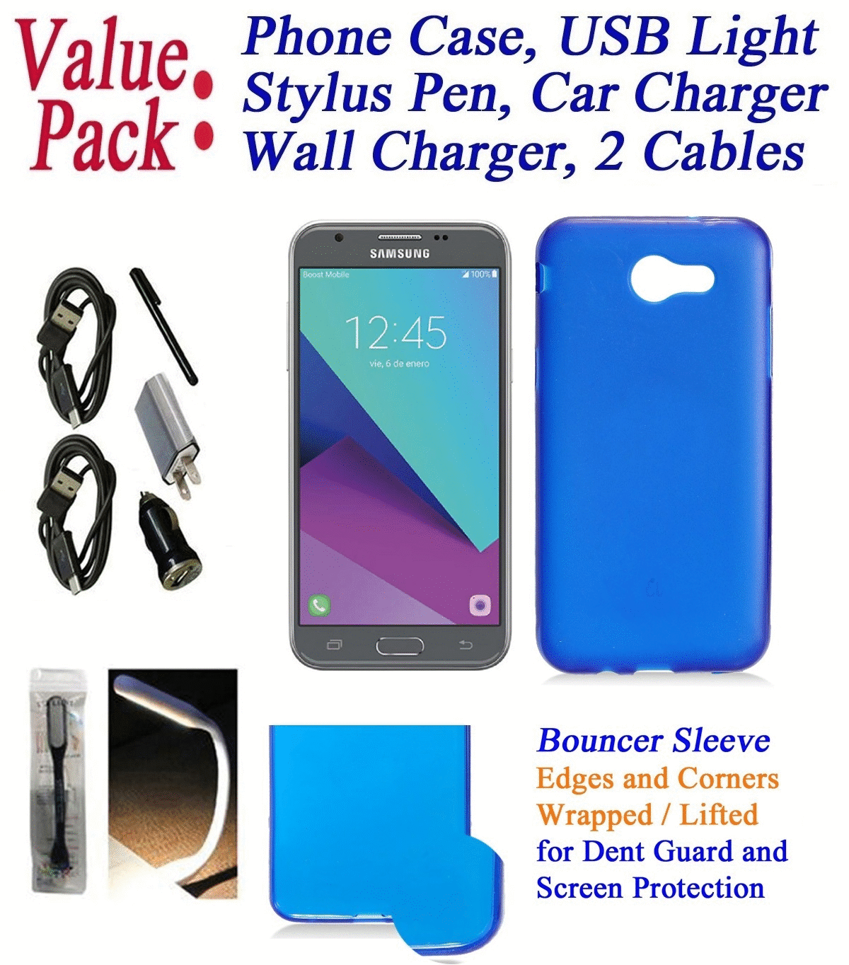 Value Pack for Samsung Galaxy J3 2017 Emerge J327 J3 PRIME Case Phone