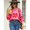 thumbnail image 3 of Women'S Sweater Fall Long Sleeve Crewneck Tops Knit Oversized Pullover Casual Print Tops, 3 of 8
