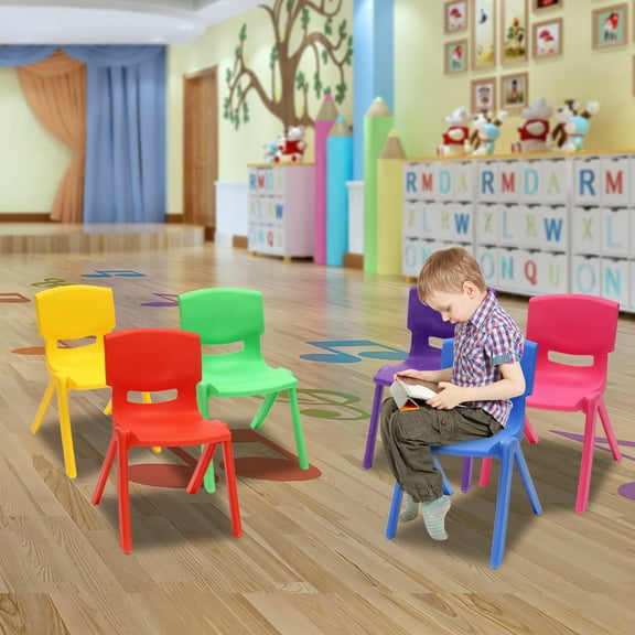 Durable Stackable School Chairs for Kids, Comfortable, Multifunctional, High Load Capacity, Easy to Clean, Set of 6, Available in Multiple Colors