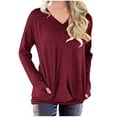 thumbnail image 1 of EQWLJWE T-Shirts Oversize pour Femmes Décontracté Automne Basique Col Rond Manches Longues Raglan Sweat-Shirts Pull-Over avec Poche T-Shirts Amusants pour Femmes 2023, 1 of 5