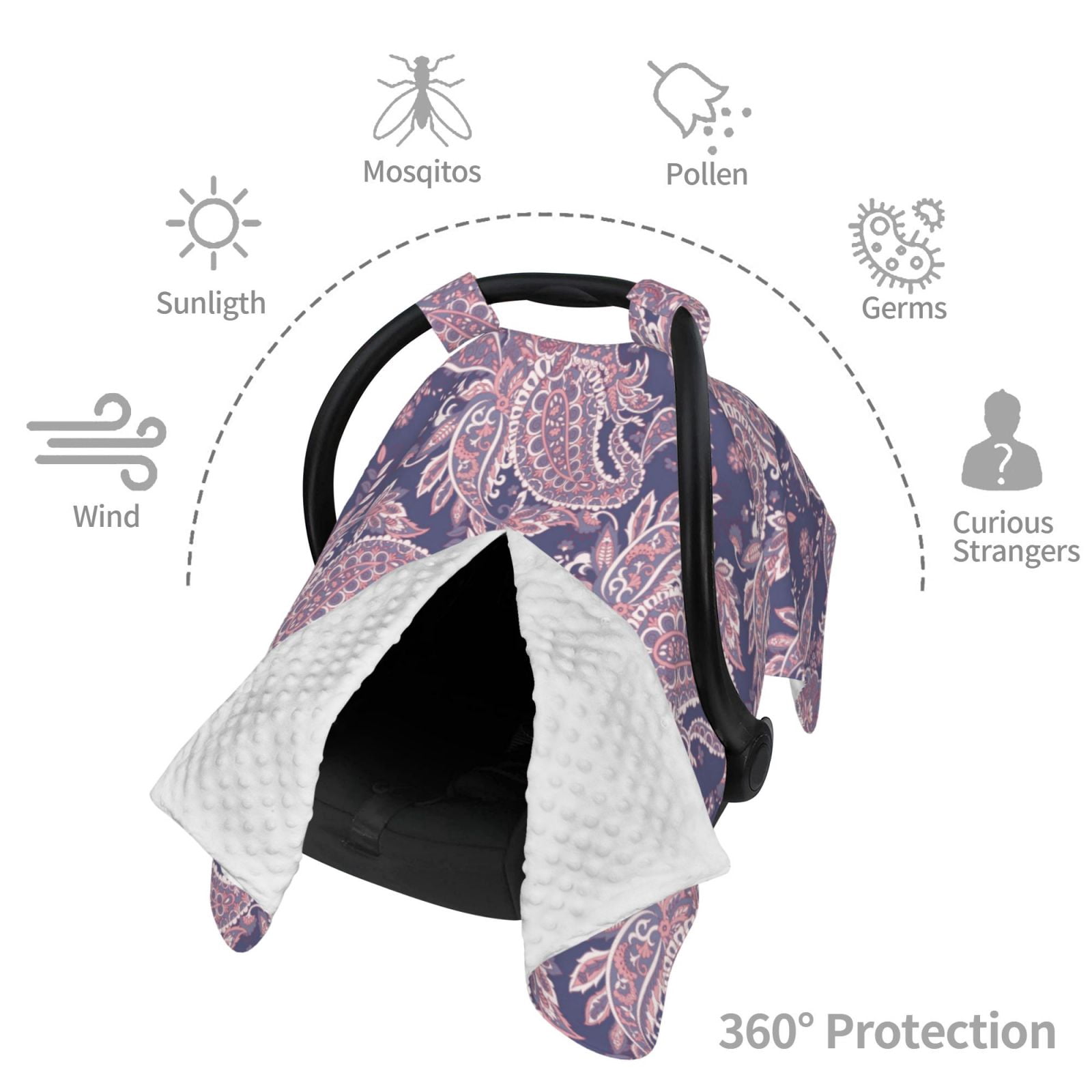 Car Seat Cover Baby - Paisley Purple Breathable Infant Car Seat Cover for Baby Carseat, Lightweight Comfort Baby Essentials Must Haves Newborn Stuff for Girl Boy