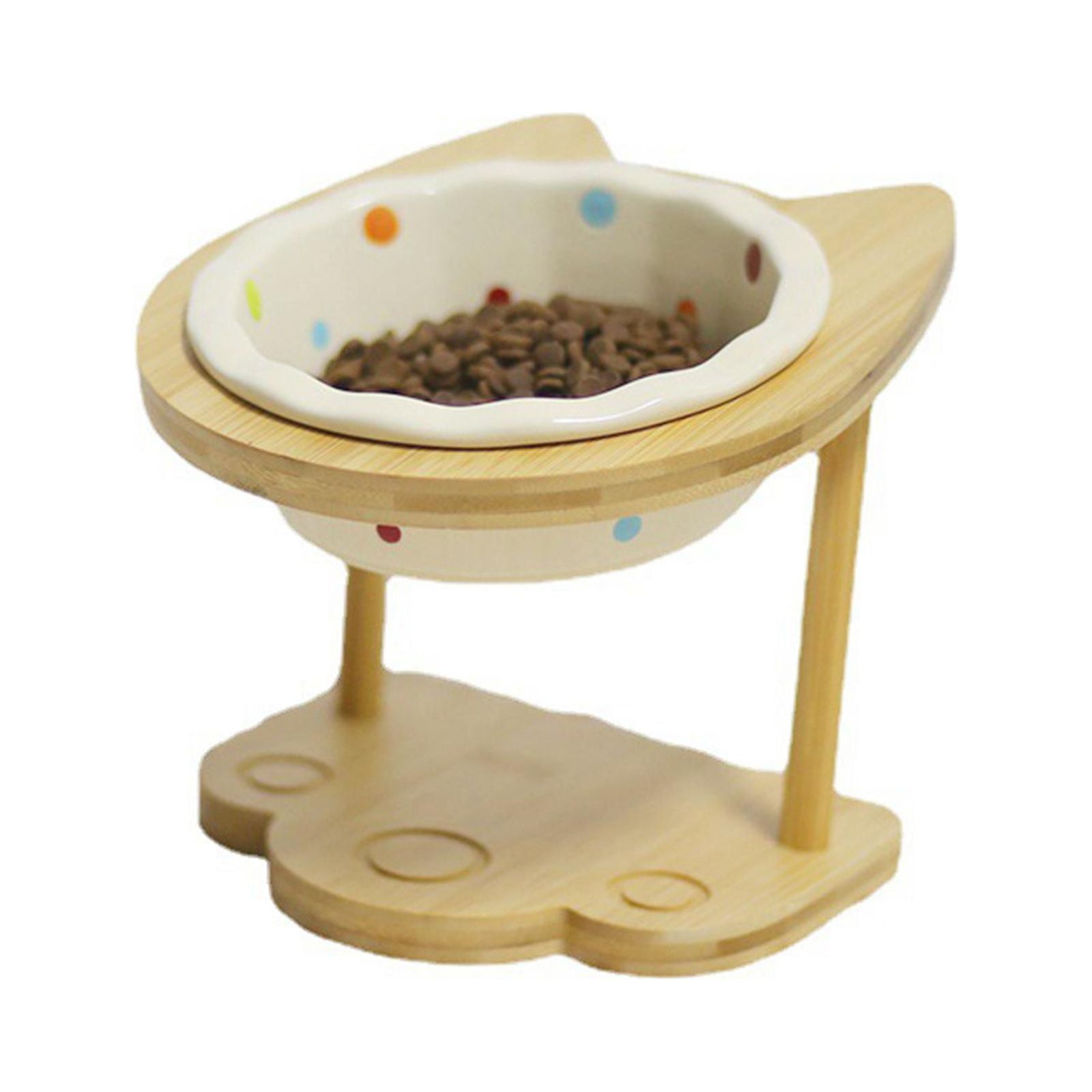 Raised Pet Bowls Wood Stand Pet Feeder Waterer Rack Single Wooden Pet Supplies Elevated Cat Bowls Stand Small Dog Bowls Stand for for Indoor A