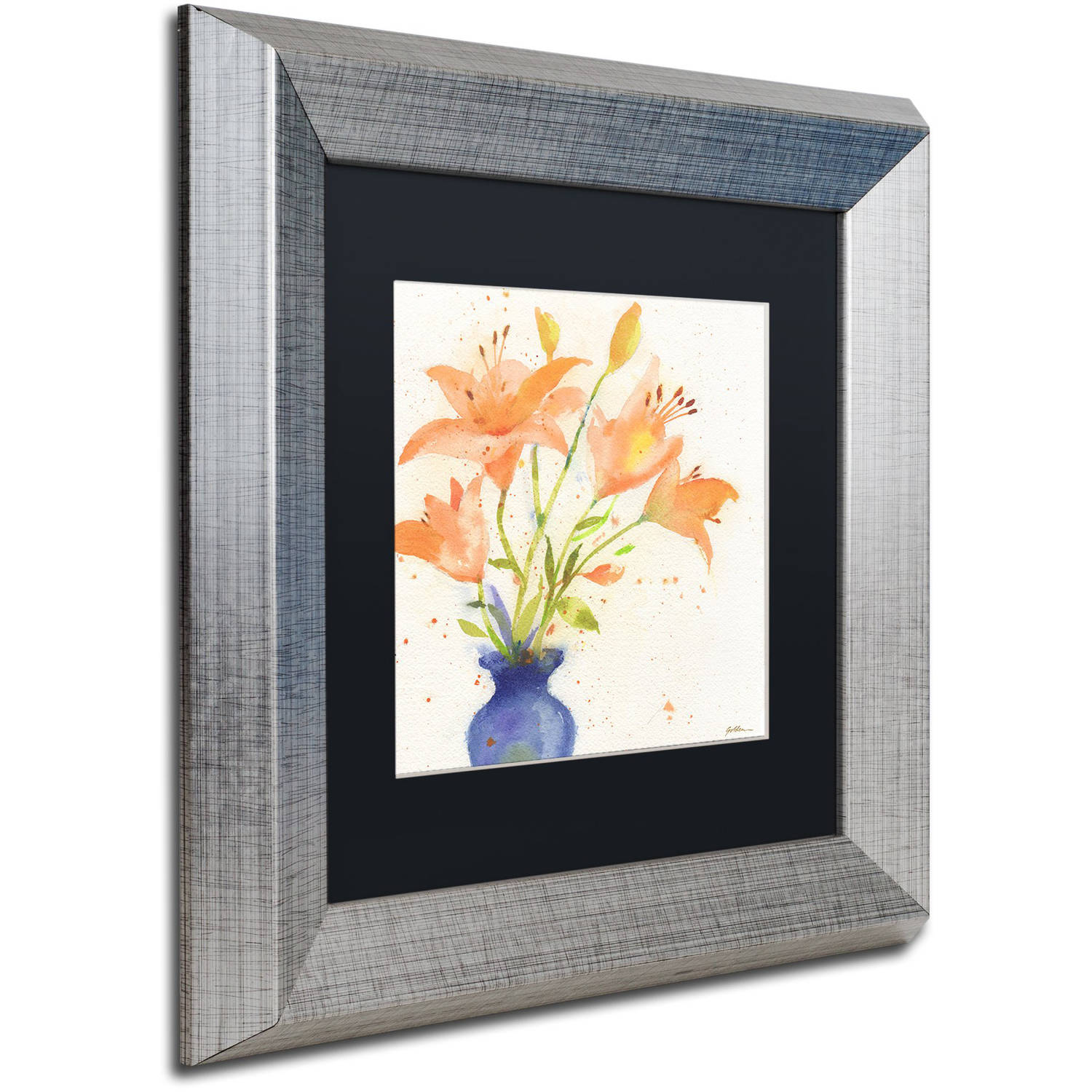Trademark Fine Art "Tiger Lily Bouquet" Canvas Art by Sheila Golden, Black Matte, Silver Frame