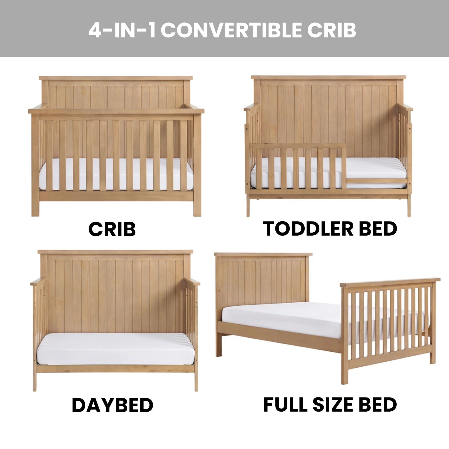 Soho Baby Everlee 4-In-1 Convertible Crib In Honey Wood
