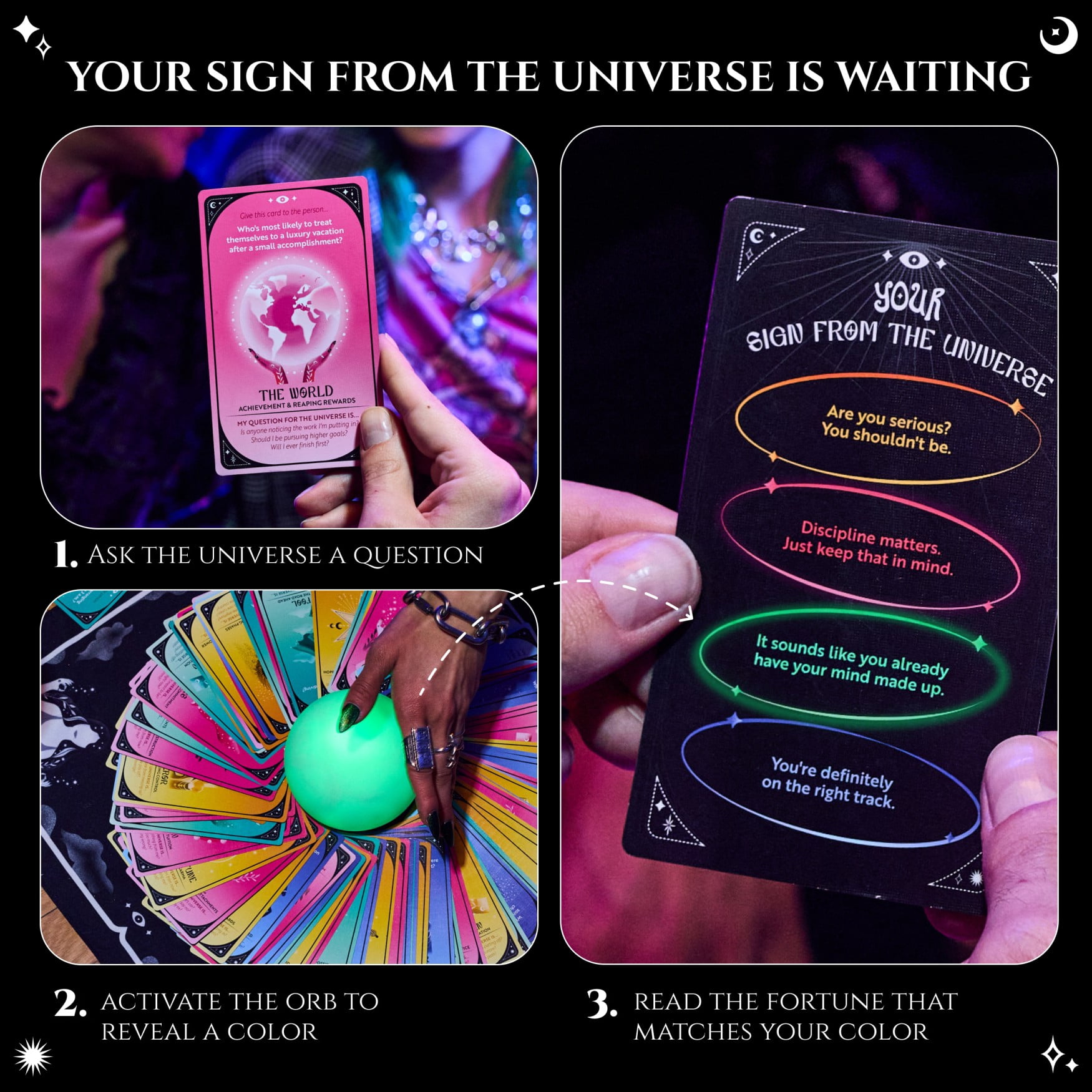 Signs from The Universe, Party Game with Tarot Cards & Glowing Orb for Girls Night, Teen Girl Gifts