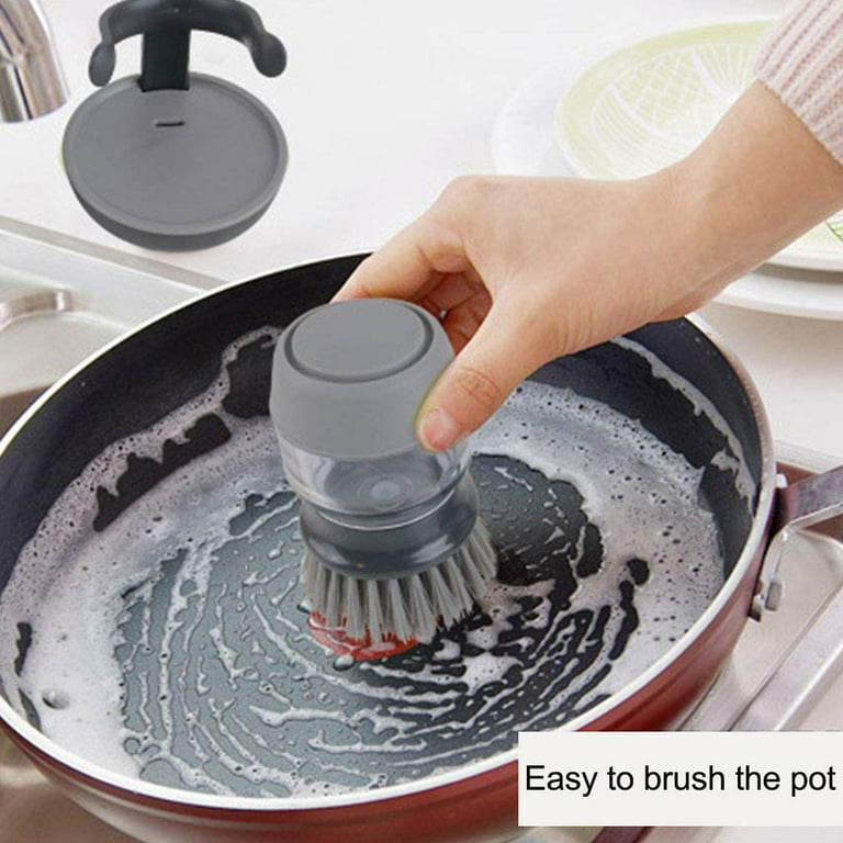 Dish Brush with Soap Dispenser, Kitchen Dish Scrubber Brush with Handle, Dishwashing Cleaning Scrubbers for Dishes/Pans/Pots, Black, 1P - Yahoo  Shopping