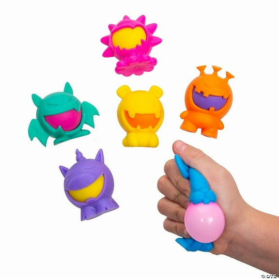 Fun Express 2 3/4" Bright Color Monster Flour-Filled Rubber Squish Toys - 12 Pieces