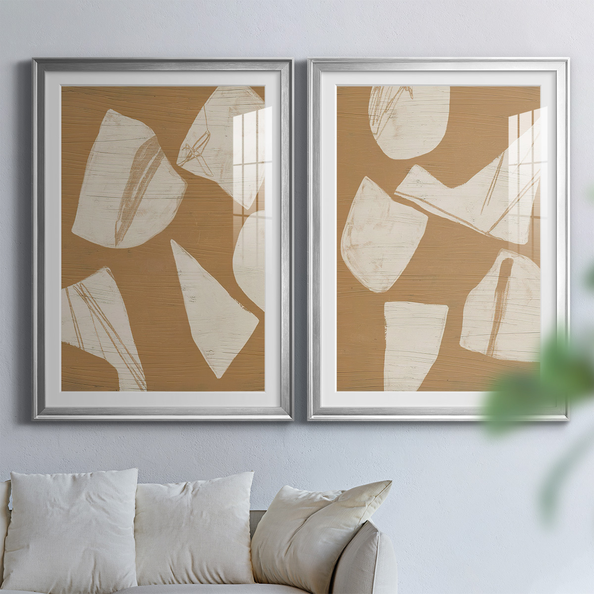 Wexford Home Piecemeal I Premium Framed Print, 18.5" x 24.5" - Ready to Hang, Silver (Set of 2)
