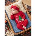 thumbnail image 4 of Miaouyo Baby Girl Christmas Romper Embroidery Crew Neck Bodysuits with Headband, 4 of 9