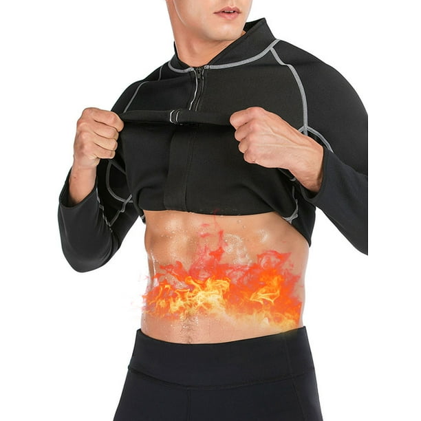 Men Long Sleeve Sweat Sauna Shirt Neoprene Slimming Fitness Jacket Fat  Burner Workout Sweatshirts for Weight Loss Body Shaper Muscle Training  Shapewear 