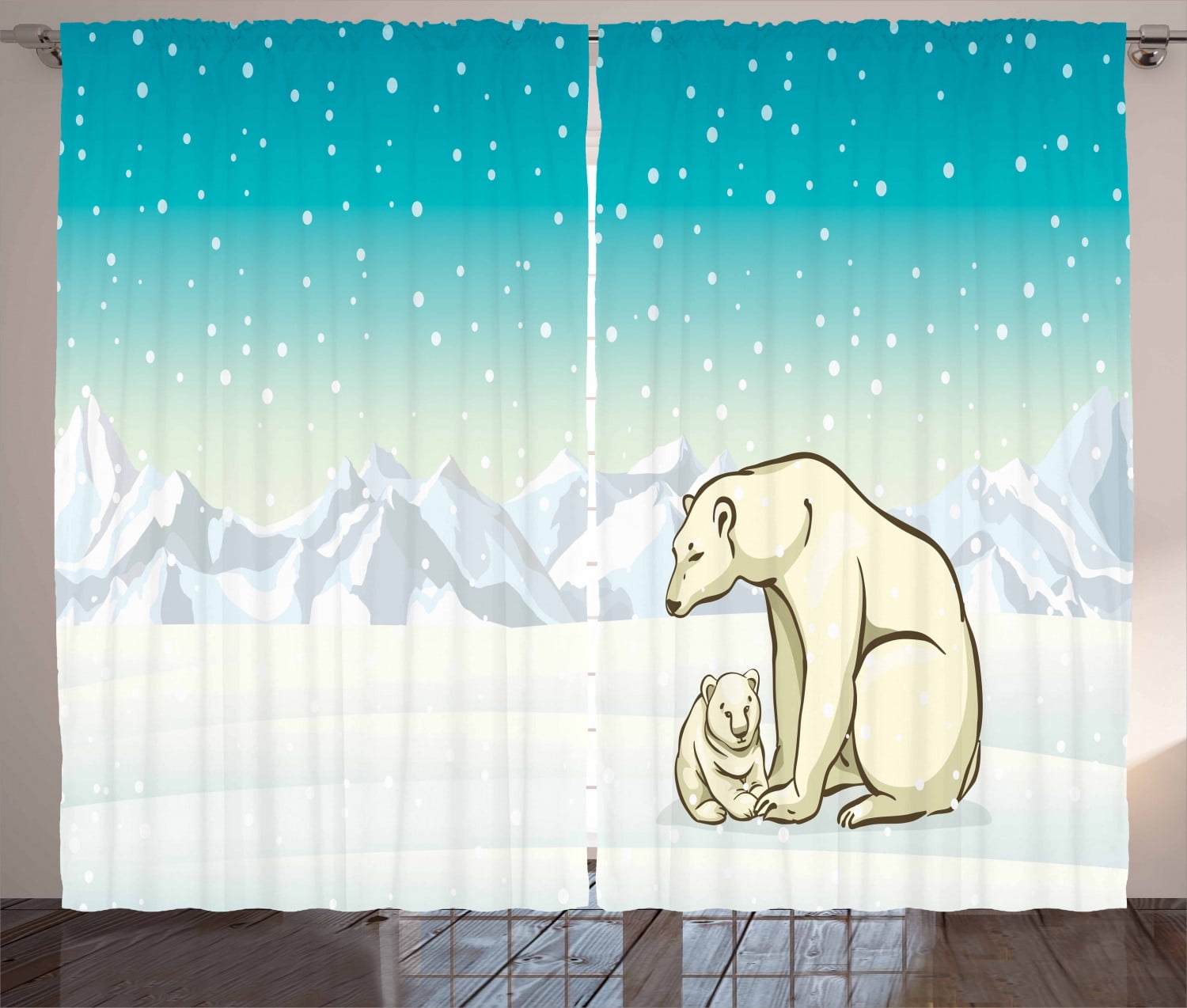Polar Bear Curtains 2 Panels Set Northern Landscape Arctic Baby