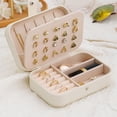 thumbnail image 5 of Small Travel Jewelry Box Organizer, Double Layer Jewelry Case for Rings Necklaces Earrings, Portable PU Leather Storage Holder Gift for Women Girls, 5 of 8