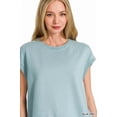 thumbnail image 2 of Zenana French Terry Round Neck Cap Sleeve T-Shirt, 2 of 5