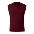 thumbnail image 4 of JTieacloth Sleeveless Sweater Vest Men's Thickened Comfort Classic Business Sleeveless Casual Plush Vest Vest V Neck Knitted Thickened(Red), 4 of 4