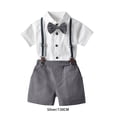 thumbnail image 4 of Qarigey Conjunto de pantalones y camisa de manga corta de verano para niños, ropa de fiesta, banquete, boda, pajarita, pantalones cortos con conjuntos de ropa Plata 130cm, 4 of 6