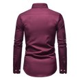 thumbnail image 3 of Bcfgryg Mens Long Sleeved Youth Fashion Casual Lapel Slim Fit Color Shirt Men Shirts Casual Red L, 3 of 5
