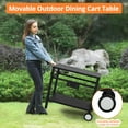 thumbnail image 6 of Tookss Outdoor Grill Cart Pizza Oven Stand, BBQ Prep Table with Wheels & Hooks, Side Handle, Double-Shelf Grilling Cart Tabletop Griddle Cooking Station for Bar, Patio, Camping, Home, 6 of 9