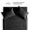 thumbnail image 3 of SLEEP ZONE Striped Cooling Queen Sheets Set - Fitted Flat Sheet & Pillowcase Sets 4 Piece - Super Soft Stripe Bed Sheet, Easy Care, Deep Pocket (Black, Queen), 3 of 7