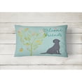 thumbnail image 2 of Carolines Treasures BB7595PW1216 Welcome Friends Black Labrador Retriever Canvas Fabric Decorative Pillow  12H x16W, 2 of 3
