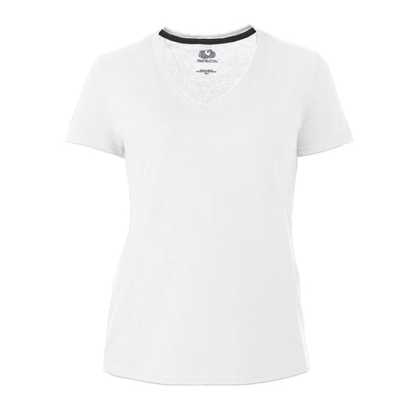 Playera Fruit Of The Loom para Mujer, Cuello V Manga Corta Blanco Talla G