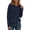 Navy, variant on Women's Waffle Knit Top Crew Neck Long Sleeve Casual Pullover Blouse