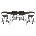 thumbnail image 1 of Counter Height 5pc Dining Set Table and 4 Chairs Swivel Black Dining Kitchen Furniture Wine Rack Glass Insert Top, 1 of 7