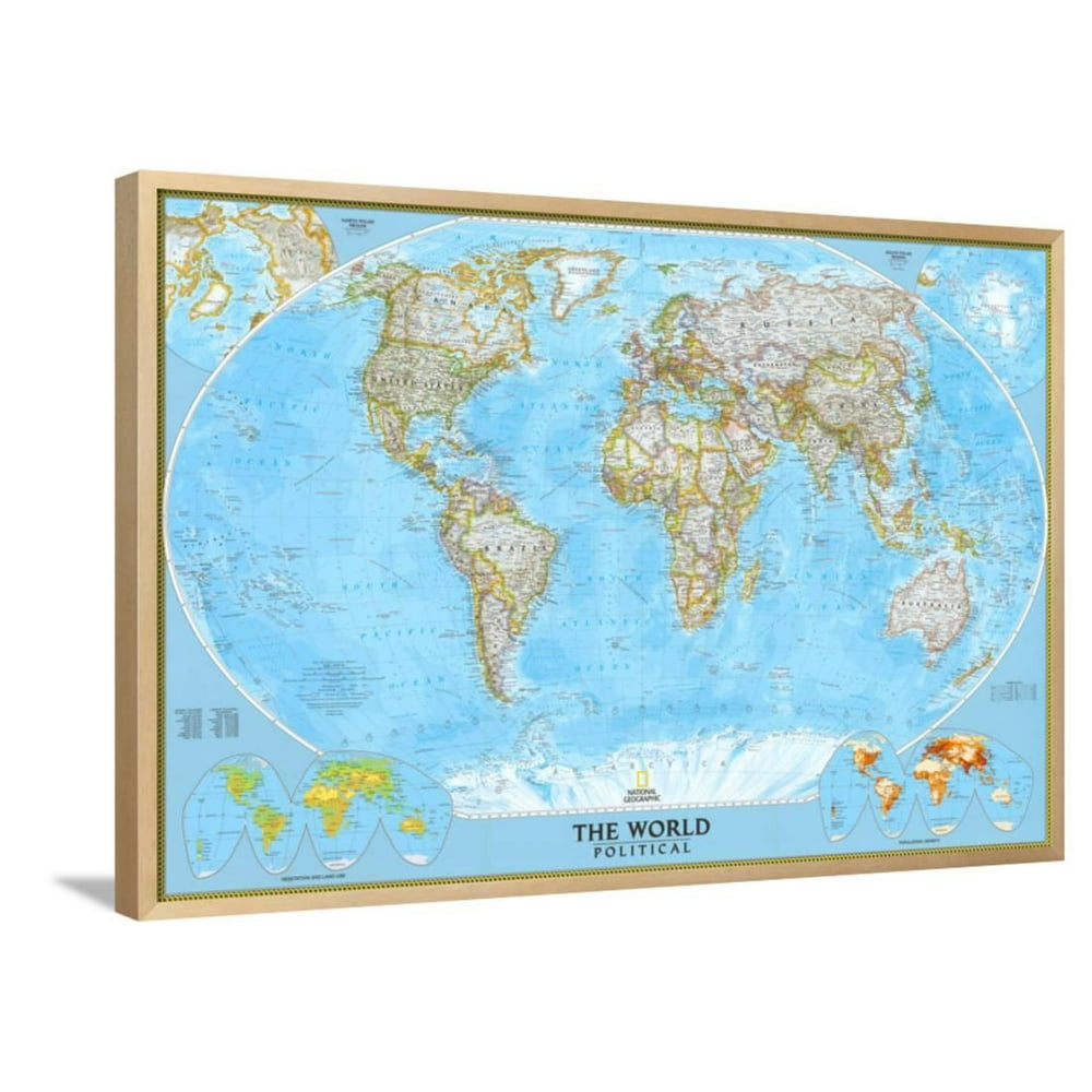 World Political Map Framed Poster Wall Art - 41x28 - Walmart.com