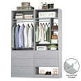 thumbnail image 5 of Homieasy 48" Walk-in Closet System - Heavy Duty Closet Organizer with 5 Wood Drawers, 2 Hanging Rods & 7 Shelves (48"L x 15"W x 80"H) for Bedroom, Entryway, Modern,Gray, 5 of 7