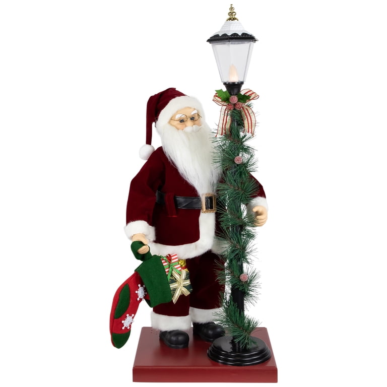 Northlight Animated Musical Santa with Lighted Lamppost and