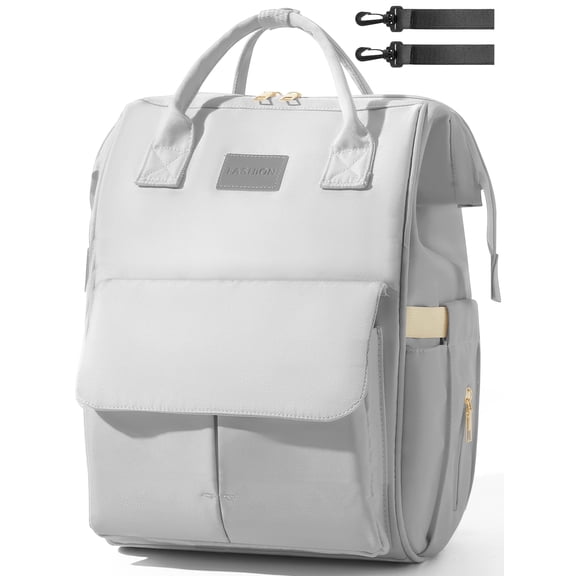 Ficcug Diaper Bag Backpacks with Insulated Pocket,Waterproof Large Baby Bag for Boys Girls,Unisex Travel Baby Changing Bag for Mom Dad,Gray