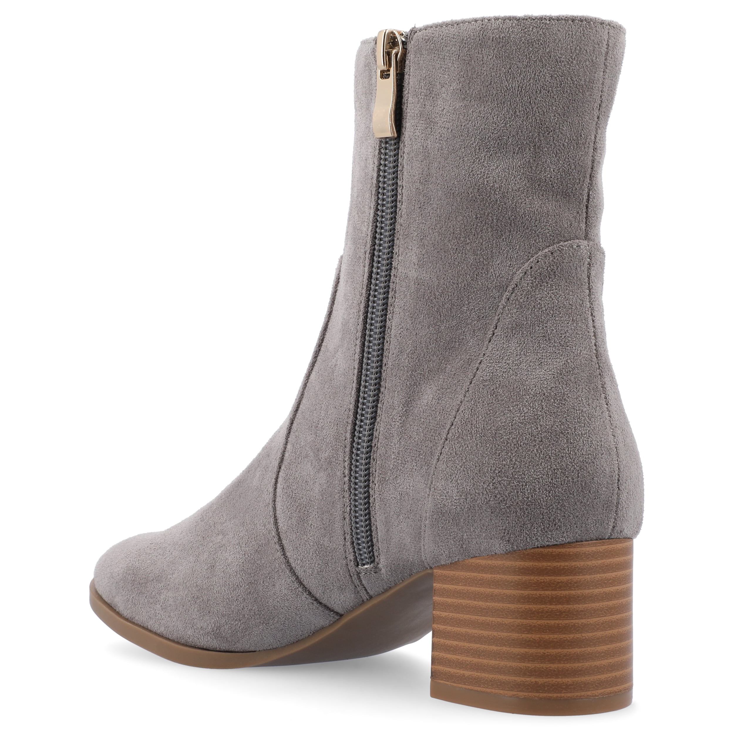 Journee Womens Hayven Stacked Block Heel Almond Toe Booties, Widths Available