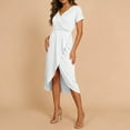 thumbnail image 4 of cocolona Womens Summer Maxi Dress Wrap V Neck Short Sleeve Flowy Slit Long Dress Casual Loose Vacation Beach Sun Dress, 4 of 7