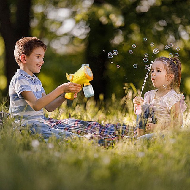 Fully Automatic Blowing Toy for Kids with Light and Music Handheld Machine Outdoor Play Party