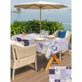 thumbnail image 5 of Outdoor Tablecloths with Umbrella Hole & Zipper, Spring Floral Tablecloth Rectangle 60x84 Inch, Dark Purple Flowers Patchwork Grid Bohemia Waterproof Table Cloth, Patio/Pool/Picnic Table Covers, 5 of 8