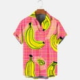 thumbnail image 4 of ZCFZJW Hawaiian Shirts for Men Funny Print Summer Short Sleeve Button Down Graphic T-Shirts Loose Regular Fit Comfy Beach Holiday Vacation Tees Tops Pink XL, 4 of 5