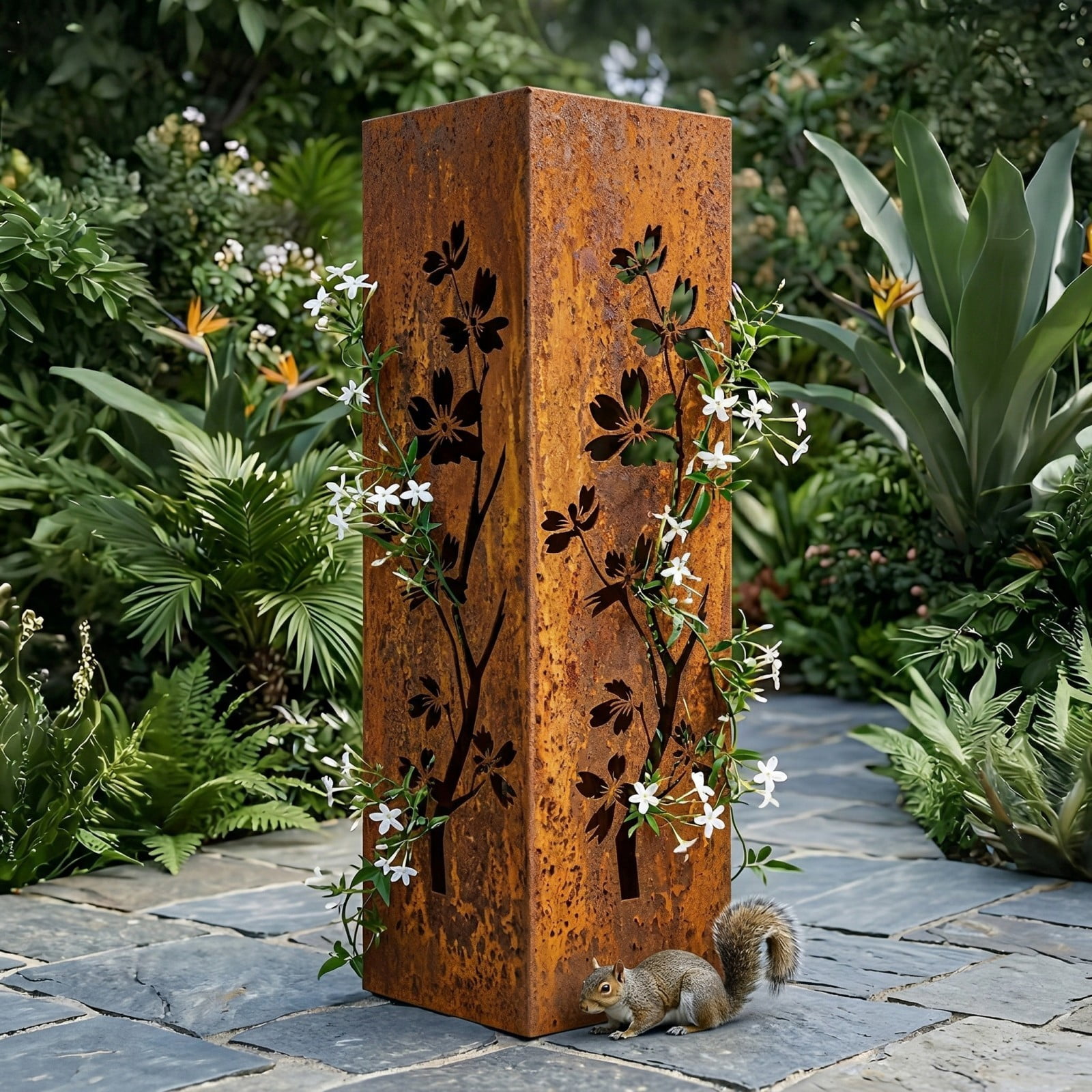 Outdoor Pineapple Garden Column, Rustic Metal Light Cover Sculpture, Modern Yard Statues, Patio Walkway Decor, Column for Garden Beds, Entryways, Pathways, Summer Outdoor Art Accent, Weatherproof, C