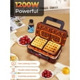 thumbnail image 4 of 3-in-1 Sandwich Maker with Removable Plates, 1200W  Press for Waffles & Grill, 5-Gear Temp Control, Non-Stick Coating, Red, 4 of 8