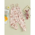 thumbnail image 3 of Suealasg Toddler Baby Girls Easter One Piece Jumpsuit 6M 12M 18M 2T 3T Kids Girl Sleeveless Flower Rabbit Carrot Print Overalls Infant Girl Spring Suspender Pants, 3 of 8