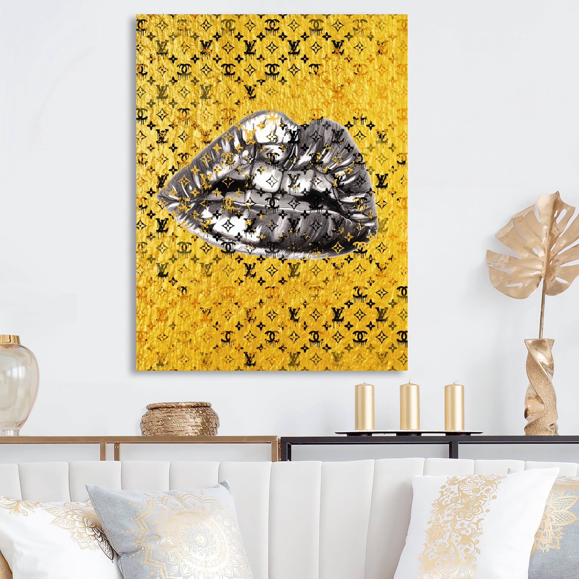 Designart Luscious Designer Lips V Canvas Wall Art