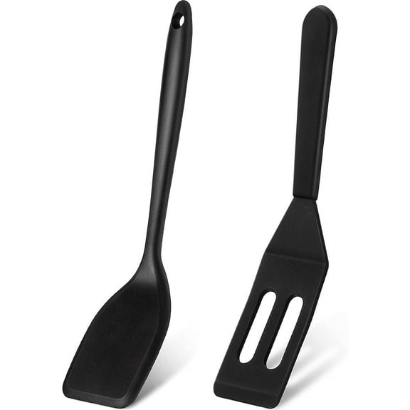 Mini Brownie Serving Spatula, Cookie Silicone Spatulas Flexible Nonstick Silicone Serve Turner Heat-Resistant for Flip Egg in Small Frying Pan Cookie Batter Cookware Cooking Baking (black)