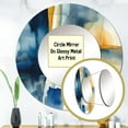 thumbnail image 3 of Designart "Fusion of Blue and Gold V" Fractals Blue Large Round Mirror - Round Mirror Wall Décor - Modern Round Printed Mirror 29" x 29" Inch, 3 of 5